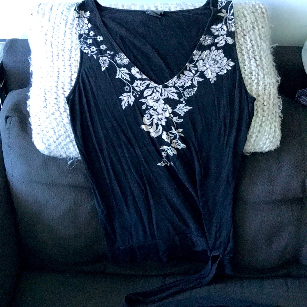 Ann Taylor silky tank with tie at bottom size S